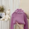 Tricô de Gola Alta Outono e Inverno para Meninas Bebê Menina 2025 Macio Cera Gola Boneca Camada Base Infantil Top de Inverno