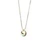 Colar Pingente Oval Geométrico Banhado a Ouro 18K Real Luxo Leve Nicho Toque de Alto Padrão Corrente para Suéter Colar Estilo Simples