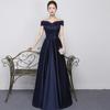 Vestido de noche de alta gama para banquete de boda de suegra feliz, elegante y noble para banquete femenino, anfitrión para boda, hombros descubiertos, sensación de alta gama