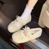 Zapatos peludos de estilo hada de invierno que aumentan la altura, Zapatos Mary Jane dulces con lazo para mujer, Suela gruesa, Forro de felpa, Planos cálidos de tacón bajo