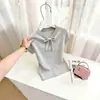 Nuevo Suéter de Punto Elegante con Lazo y Cuello en V para Mujer, Top Versátil de Verano de Alta Gama Ajustado de Estilo Suave