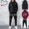 Comercio Exterior Transfronterizo Conjunto de Tres Piezas Sudadera Chaleco para Hombre y Mujer con Forro Polar y Estampado de Corazón Traje Deportivo con Capucha Casual