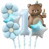 Set de globos de película de aluminio de 40 pulgadas color caramelo, blanco leche, azul talco para bebé, digital, mate, oso mágico, pastel, flor de margarita