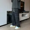 Pantalones a cuadros de primavera y otoño para hombre, pantalones rectos de pana británicos, marca de moda, estilo Hong Kong, estilo japonés, pantalones casuales retro sueltos de moda