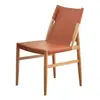 Silla de Comedor Nórdica de Cuero de Silla Taburete de Madera Maciza para Oficina Minimalista Lujo Ligero Hogar Respaldo Red Original Madera Casual