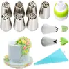 Conjunto de bicos de confeitar russos com 7 peças, conjunto de bicos de confeitar tudo-em-um de aço inoxidável, formas e ferramentas de panificação