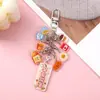 Pingente de bolsa DIY chaveiro acrílico fruta fofa divertido texto inspirador desenho animado pingente de mochila cordão para pendurar