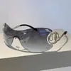 Gafas de Sol Sin Montura Y2k para Mujer Elegantes Lente Degradado Gafas de Sol para Exteriores Tendencia Diseño de Marca de Lujo Montura de Metal Gafas
