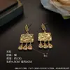 Brincos de pingente retangulares irregulares plissados com zircônia de luxo leve para mulheres, joias de moda retrô com temperamento, atacado