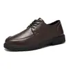 Sapatos Masculinos de Couro para Negócios Casuais com Cadarço Formais Solado Grosso Confortáveis Duráveis Sapatos de Trabalho Preto Marrom Sapatos Masculinos