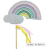 Decoración de Pastel Arcoíris Enchufe Niños Bebé Estrellas Nube Globos Feliz Cumpleaños Accesorios para Hornear Horneado