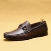 [Exclusivo VIP] Touca Sapatos Masculinos Couro Genuíno Primeira Camada Couro de Vaca Sola Macia Mocassins Slip-On Britânicos Sapatos Casuais