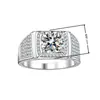 Anillo para hombre de lujo dominante, brillante, totalmente de imitación de diamante moissanita, chapado en platino 18k, anillo de diamante encantador de 3 quilates