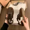 Versátil Novo Estilo Alemão Sapatos Femininos Cadarço Couro Macio Versão Retro Color Block Sapatos Esportivos Sapatos Femininos Cortez Salto Escondido 2026