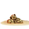 Enfeite de Porco do Zodíaco Latão Oco Porco da Sorte Posição de Dormir Porco de Cobre Criativo para Casa Animal de Estimação de Chá Zodíaco Artesanato Decorativo Enfeite