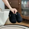 Sapatos Birkenstock com Veludo Plus Outono e Inverno Femininos Fivela Solado de Cortiça Bico Fechado Meia Pantufa Peluda Mulas Quentes para Exterior Pantufas de Algodão