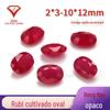 Fundo oval impermeável imitação de ovo vermelho natural forma de Ruby rubi cultivado pedra bruta face do anel incrustada com pedra