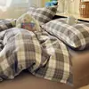 Conjunto de cama de quatro peças em algodão puro com estampa floral pastoral, capa de edredom, lençol de cama, universal para todas as estações, 100% algodão, estilo fresco, lençol de baixo com elástico