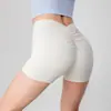 Shorts de Fitness para Mujer con Espalda Profunda en V y Cintura Alta, Ajustados, Pantalones Deportivos Sin Costuras, Pantalones de Yoga Levanta Glúteos Color Durazno, Shorts de Verano de Tres Cuartos