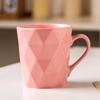 Taza de Cerámica Morandi con Diamantes Simple y Creativa Transfronteriza Color Sólido Rombos en Relieve Nórdicos Taza Mate