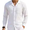 2026 Comercio Exterior Otoño Nueva Ropa de Hombre 7 Colores Lino Manga Larga Holgada Sudadera Camisa de Manga Larga Lisa Hombre Tallas Grandes