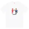 Camiseta Unisex de Manga Corta Supreme Trendy Streetwear Milán Algodón Puro Peso Pesado Clásica Suelta Versátil con Letras