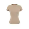 Top de Manga Corta con Cuello Redondo, Estilo Americano Lulu Similar, para Fitness, Camiseta de Verano Suave tipo Niebla, Súper Elástico, Súper Suave, Top Camiseta que Ceñe la Cintura