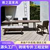 Mesa y silla de madera maciza para exteriores de estilo nórdico para patio, mesa y silla de teca para exteriores de Villa, mesa y silla de comedor para exteriores de jardín, mesa y silla para exteriores