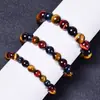 Pulseira de Pedra Olho de Tigre Amarelo Brasileiro Atacado Fio de Jade Olho de Gato Azul para Homens e Mulheres Pulseira de Madeira Fóssil Tricolor Olho de Tigre Vermelho
