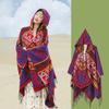 Sichuan-Xizang Xale de Tricô Boêmio para Foto Ponto Turístico Mais Vendido Cachecol com Capuz Capa Xale Yunnan Xale Capa Mulher
