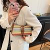 Bolso de Hombro Tejido Arcoíris Minimalista Estilo Coreano 2025 Verano Nueva Moda Personalidad Bajo el Brazo Ins Moderno Bolso de Mano