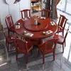 Novo Conjunto de Mesa e Cadeiras de Jantar de Madeira Maciça Estilo Chinês para Uso Doméstico, Mesa Redonda com Bandeja Giratória, Mesa de Jantar com Fogão de Indução Redondo, Mesa Redonda Grande para Restaurantes