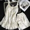 Camisola de Encaje con Diseño de Corazón Rosa, Pijama de Lyocell para Mujer con Almohadillas en el Pecho, Ropa de Casa Dulce y Linda para el Verano, Cómodo