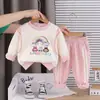 Roupas Infantis Transfronteiriças Outono Novo Estilo Meninas Pequenas e Médias Bebês Roupas Infantis Conjuntos Estilo Coreano Estéreo Arco-Íris Manga Longa Conjunto de Duas Peças Tendência