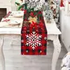 Novo e Inovador Caminho de Mesa Decorativo de Floco de Neve de Natal, Toalha de Mesa de Linho Durável e Resistente, Exclusivamente para Vendas Transfronteiriças