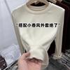 Camada Base Cinza Outono e Inverno Gola Redonda Manga Longa Camiseta para Mulheres, Top Elegante de Corte Justo para Usar por Baixo A7599
