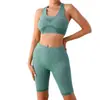 Roupa de Yoga Transfronteiriça Conjunto de Calças de Cinco Pontos Bumbum de Pêssego Regata Costas em I para Esportes Justa Cintura Alta Secagem Rápida Conjunto de Fitness