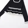 Moda Casual de Punto Acanalado con Empalmes Popular Europeo y Americano Aliexpress Transfronterizo