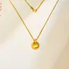 Método Antigo Areia Dourada Pequeno Pingente Dourado Boca da Paz Colar Pingente Coração Cintilante Cravejado de Diamante Colar Simples de Alta Qualidade Versátil Joia