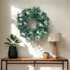 1 peça de guirlanda de flores de folha de eucalipto artificial verde exuberante de 16,92 polegadas, imitação para guirlandas de flores de primavera e verão para ambientes internos e externos, usada para decoração realista de folhas de eucalipto artificiais em portas de entrada, casas, jardins, escritórios, casamentos e feriados