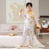 Comércio exterior primavera e outono novo pijama dos meninos bonito cardigã dos desenhos animados lapela meninos e meninas crianças médias e grandes homewear estudante