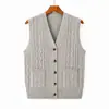 Chaleco cárdigan para hombre, cuello de corazón de pollo de anciano, suéter, chaleco cálido engrosado, holgado, murciélago
