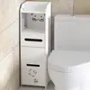 Gabinete lateral para inodoro, bote de basura, almacenamiento de pie a prueba de humedad, portapaquetes sanitarios, almacenamiento para inodoro, estante para baño