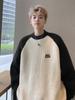 Suéter Europeu de Linha Grossa Masculino Inverno Estilo Japonês Retrô Preguiçoso Estilo College Suéter Casaco de Manga Raglan oversized