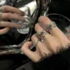 Juego de Anillos de Tres Piezas para Mujer Ins Tendencia Diseño de Nicho Gema Exquisita Gama Alta Personalizado Abierto Anillo para Dedo Índice Ajustable