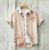 Camisa Floral para Hombre, Estilo Delgado de Verano, Estilo Nacional, de Manga Corta para Vacaciones en la Costa, Camisa Hawaiana Retro, Transpirable y que Absorbe la Humedad