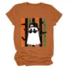 Amazon eBay Tienda Independiente Moda Casual Divertida Mujer Fantasma Murciélago Pentagrama Cuello Redondo Manga Corta Camiseta