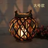 Linterna de Huracán Linterna Decoración de Patio Retro Americana con Cuerda Linterna Tejida de Mimbre Natural Decoración del Hogar Estilo Antiguo Wei Yan