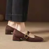 Zapatos Mary Jane Estilo Nuevo con Tacón Cuadrado Plano, Tacón Medio y Parche de Ante, Zapatos sin Cordones para Mujer, Tallas 32-43, Aliexpress