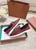 Versão Original de Alta Qualidade Lp2025 Outono e Inverno Estilo Casal Sapatos Slip-On Mocassins Gorro Sapatos Camurça Grossa Lã para Heattech